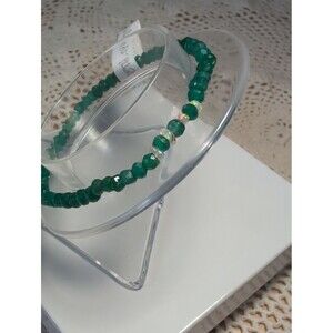 Green Onyx And Ethiopian Opal Stretch Bracelet